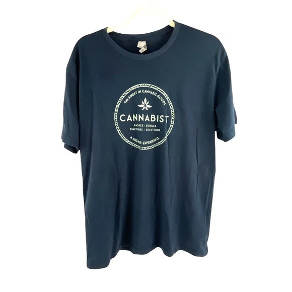 Next Level Apparel Cannabist Graphic Unisex T-Shirt L Blue Oversized Casual - Picture 1 of 9